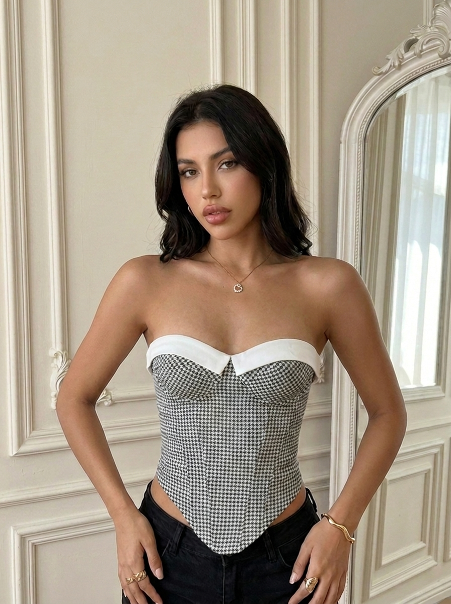Grace Houndstooth Bustier